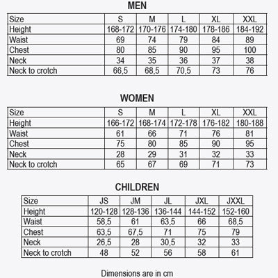 Wetsuit full length neoprene 3/2mm