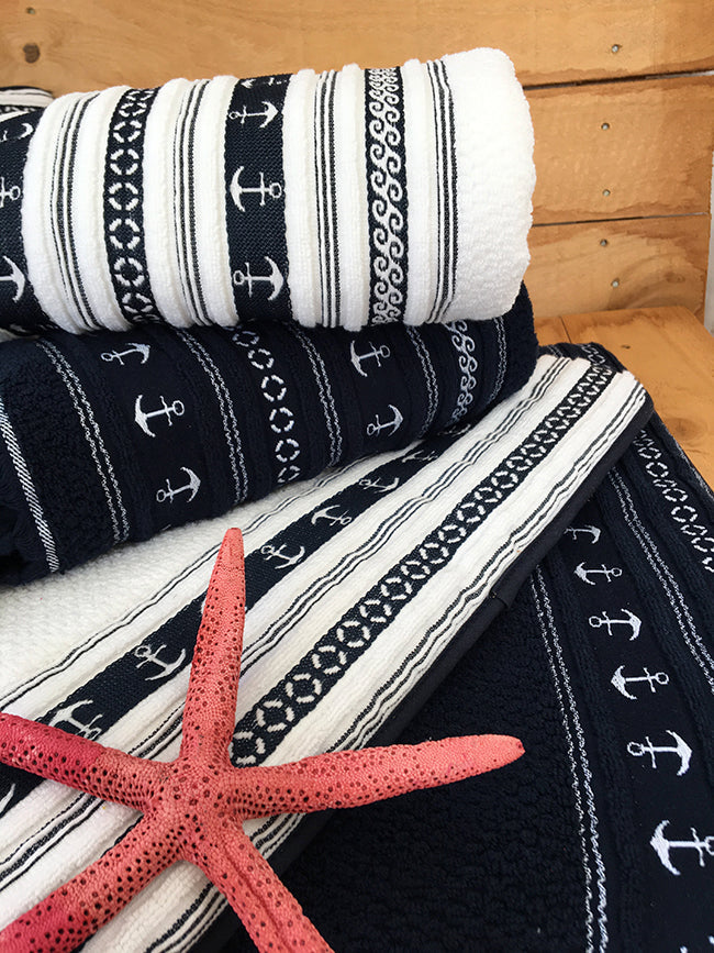 Santorini anchors towel set / blue navy