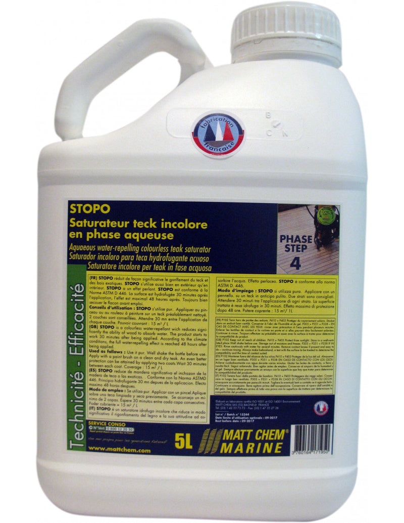 STOPO, AQUAEOUS WATER-REPELLING SATURATOR FOR TEAK