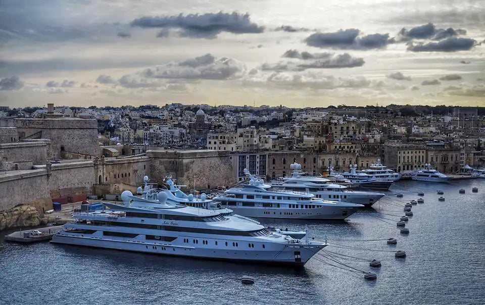 luxury yacht in harbor