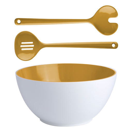 Melamine salad bowl + servers SUMMER Mustard