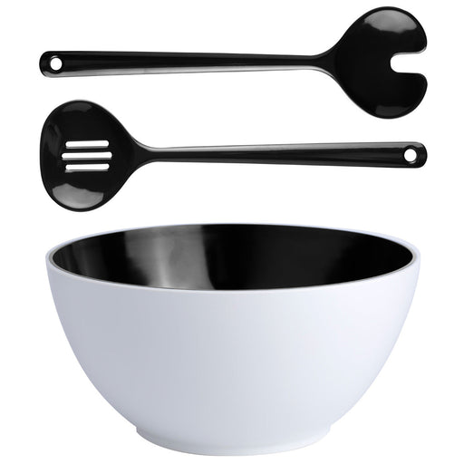 MELAMINE SALAD BOWL + SERVERS SUMMER – BLACK