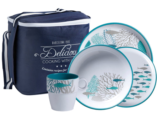 MELAMINE TABLEWARE PACK COASTAL, 6 PEOPLE, 24 PC