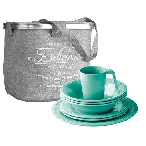 TABLEWARE PACK 6 PEOPLE HARMONY – AQUA