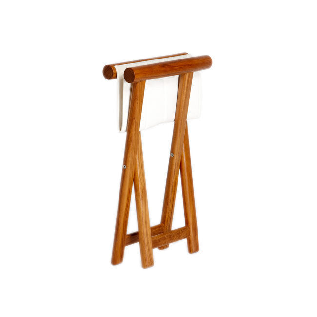 Folding stool, teak – navy blue, Marine Business